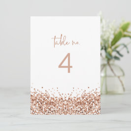REGINA Roos Gold Sequins Glitter Table Number Kaart