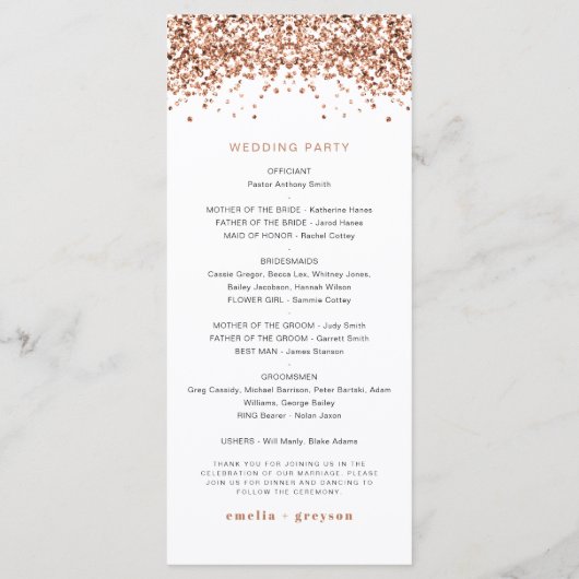 REGINA Roos Gold Sequins Long Wedding Programme Menu (Achterkant)