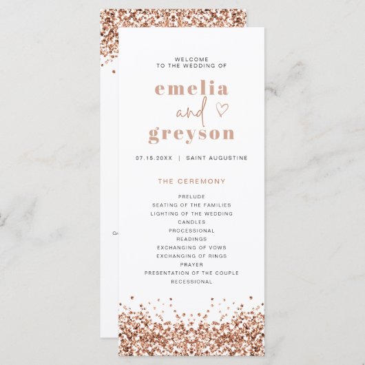 REGINA Roos Gold Sequins Long Wedding Programme Menu (Voorkant / Achterkant)
