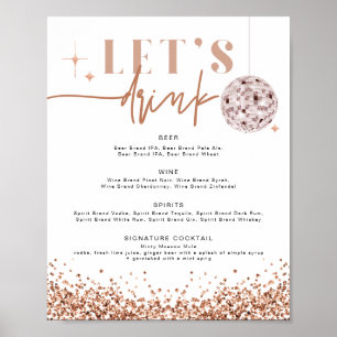 REGINA Rose Goud Disco Laten we Drink Bar Menu  Poster