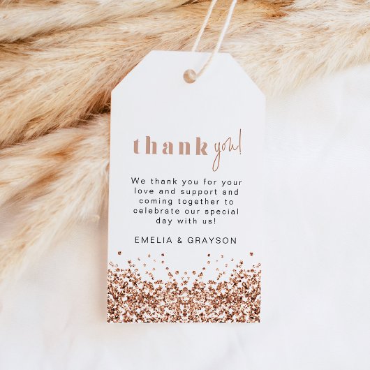 REGINA Rose Goud Sequins Bedankkaart Tag Cadeaulabel
