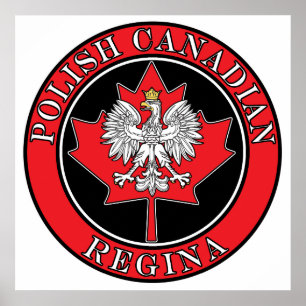 Regina Round Poland Canadian Leaf Poster