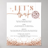 REGINA Roze Gouden Disco Laten we drankbarmenu dri Poster (Voorkant)