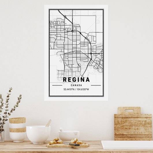 Regina Saskatchewan Canada Cities Travel City Map Poster (Keuken)