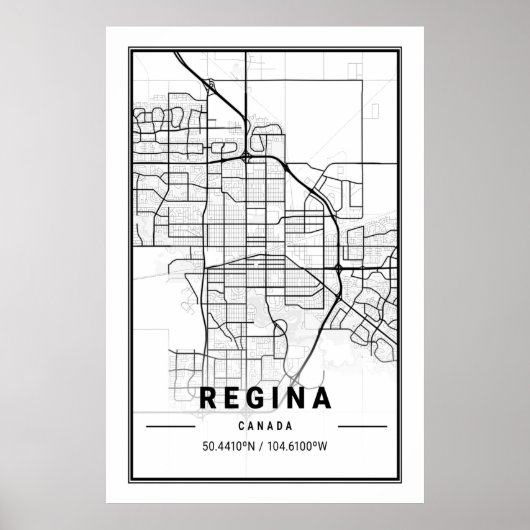 Regina Saskatchewan Canada Cities Travel City Map Poster (Voorkant)