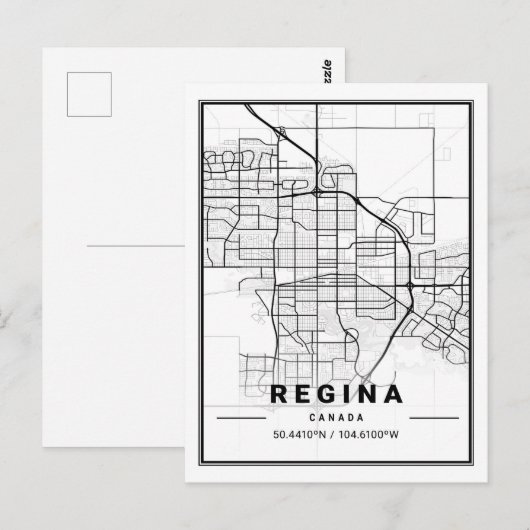 Regina Saskatchewan Canada Travel City Map Briefkaart (Voorkant / Achterkant)