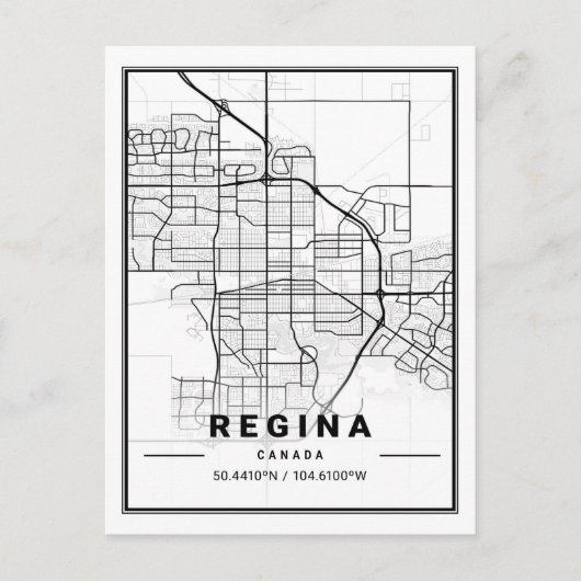 Regina Saskatchewan Canada Travel City Map Briefkaart (Voorkant)