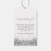 REGINA Silver Glitter Sequins Dank u Label Cadeaulabel (Voorkant)