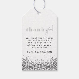 REGINA Silver Glitter Sequins Dank u Label Cadeaulabel