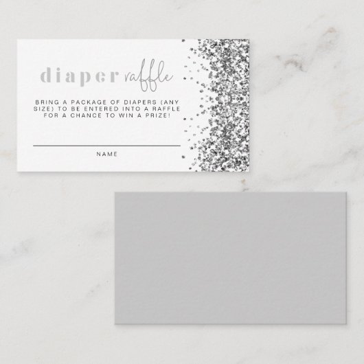 REGINA Silver Glitter Sequins Diaper Raffle Kaart Plaatskaartje (Voorkant / Achterkant)