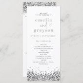 REGINA Silver Glitter Sequins Long Wedding Program Menu (Voorkant / Achterkant)