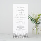 REGINA Silver Glitter Sequins Long Wedding Program Menu (Staand voorkant)