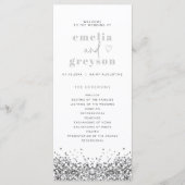 REGINA Silver Glitter Sequins Long Wedding Program Menu (Voorkant)