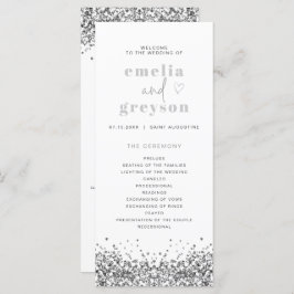 REGINA Silver Glitter Sequins Long Wedding Program Menu