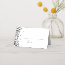 REGINA Silver Glitter Sequins Wedding Guest Name Plaatskaartje