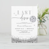 REGINA Silver Last Disco Bachelorette Weekend Invi Kaart (Staand voorkant)