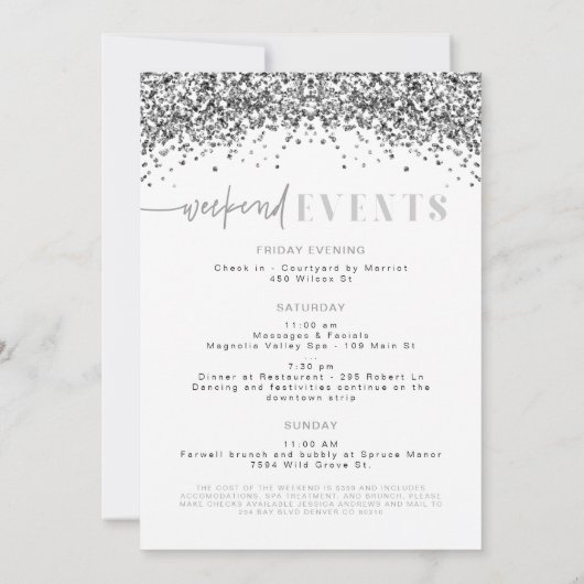 REGINA Silver Last Disco Bachelorette Weekend Invi Kaart (Achterkant)