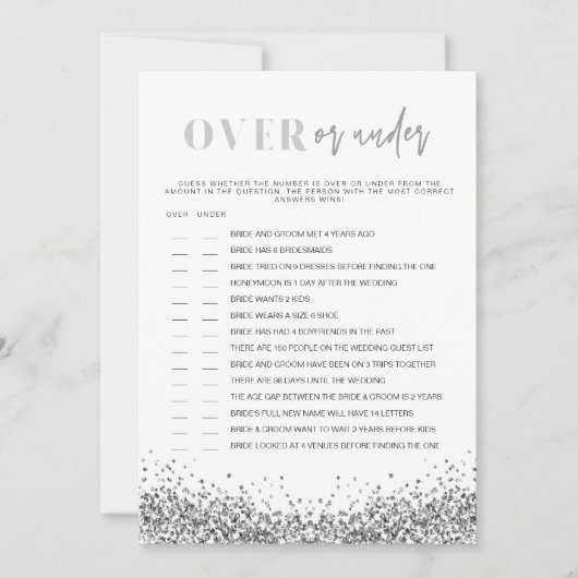 REGINA Silver Over onder Vrijgezellenfeest Game In Kaart (Voorkant)