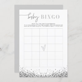 REGINA Silver Sequins Baby shower Bingo Game Kaart