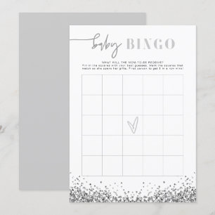 REGINA Silver Sequins Baby shower Bingo Game Kaart