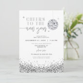 REGINA Silver Sequins Disco New Year's Eve Party Kaart (Staand voorkant)
