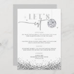 REGINA Silver Sequins Disco Wedding Let's Eat Menu<br><div class="desc">Dit menu "Laten we eten" bevat zilversequenties, een disco bal en een glam font duo. Gebruik deze sjabloon om de doopvonten, de doopvontkleur, en de achtergrondkleur uit te geven om uw gebeurtenisbehoeften aan te passen. Bewerk *het grootste deel* van de tekst om aan uw gebeurtenisbehoeften te voldoen. Dit menu is...</div>