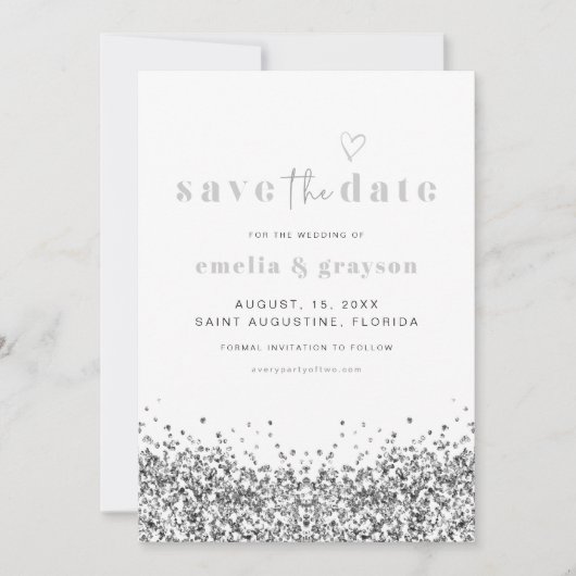 REGINA Silver Sequins Glitter sparen de Datum Kaart (Voorkant)