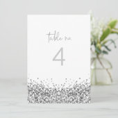 REGINA Silver Sequins Glitter Table Number Kaart (Staand voorkant)