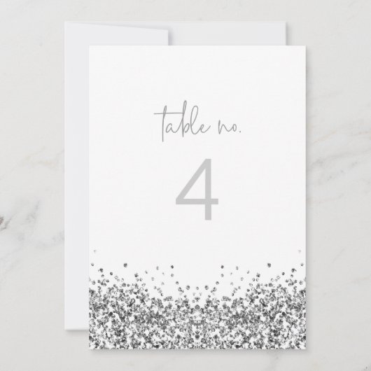 REGINA Silver Sequins Glitter Table Number Kaart (Achterkant)