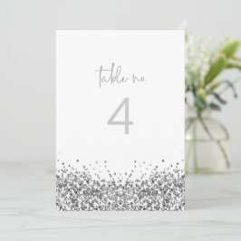REGINA Silver Sequins Glitter Table Number Kaart