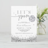 REGINA Silver Sequins Let's Disco Birthday Party Kaart (Staand voorkant)