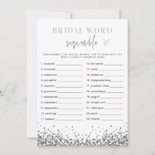 REGINA Silver Sequins Vrijgezellenfeest Word Scram Kaart (Voorkant)