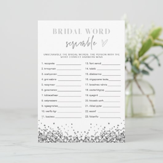 REGINA Silver Sequins Vrijgezellenfeest Word Scram Kaart (Staand voorkant)