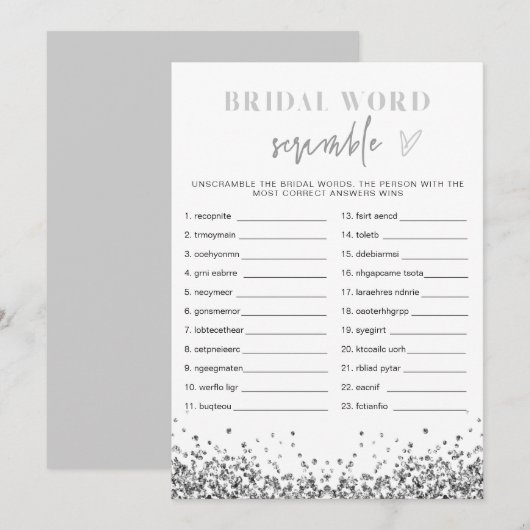 REGINA Silver Sequins Vrijgezellenfeest Word Scram Kaart (Voorkant / Achterkant)