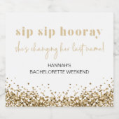 REGINA Yellow Gold Glitter Sequins Bachelorette Sparkling Wijnetiket (Enkel label)