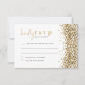 REGINA Yellow Gold Glitter Sequins Disco RSVP-kaar Kaart (Voorkant)
