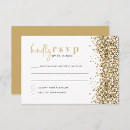 REGINA Yellow Gold Glitter Sequins Disco RSVP-kaar Kaart