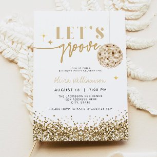 REGINA Yellow Gold Let's Disco Birthday Party Kaart
