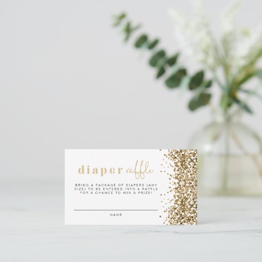 REGINA Yellow Gold Sequins Diaper Raffle Kaart Plaatskaartje (Staand voorkant)