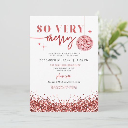 REGINA ZEER Merry Red Sequins kerstfeest Kaart (Staand voorkant)
