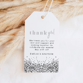 REGINA Zilveren Glitter Lovertjes Bedankt Cadeaubi Cadeaulabel