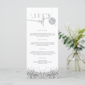 REGINA Zilveren Pailletten Disco Let's Eat Menu Ka (Staand voorkant)