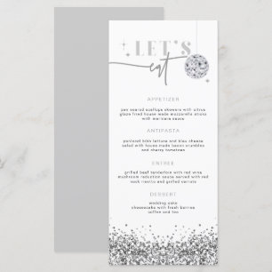 REGINA Zilveren Pailletten Disco Let's Eat Menu Ka