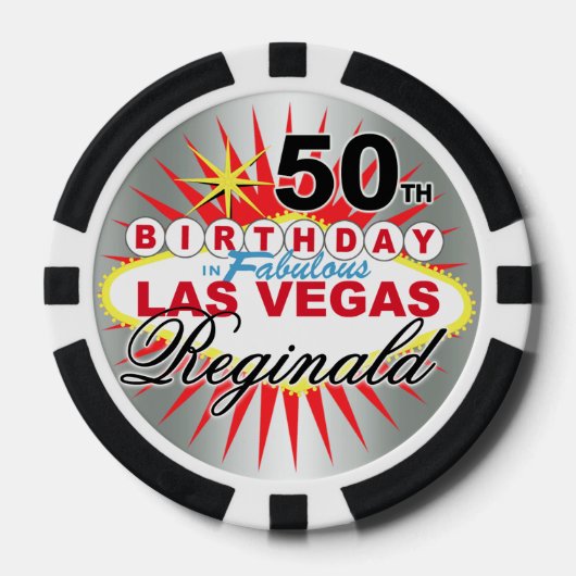 Reginald zilver 50e verjaardag Vegas poker chip (Voorkant)