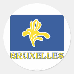 Regio Brussel Vlag met naam (Frans) Ronde Sticker