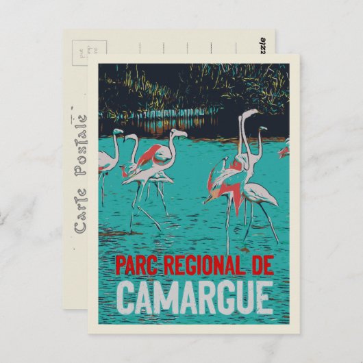 Regionaal park Camargue, Frankrijk, roze flamingos Briefkaart (Voorkant / Achterkant)