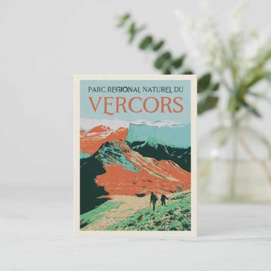 Regionaal park Vercors kleurrijke illustratie Fran Briefkaart (Staand voorkant)