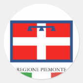 Regione Piemonte vlag Ronde Sticker (Voorkant)