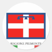 Regione Piemonte vlag Ronde Sticker (Voorkant)