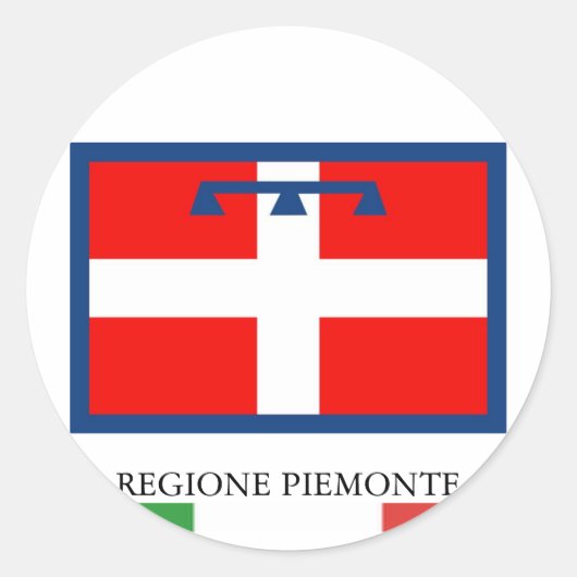 Regione Piemonte vlag Ronde Sticker (Voorkant)